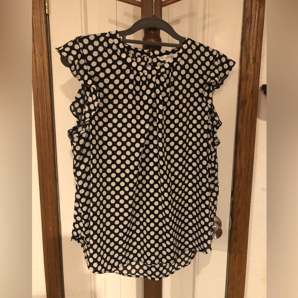 POPSUGAR Black and White Polka Dot Blouse
